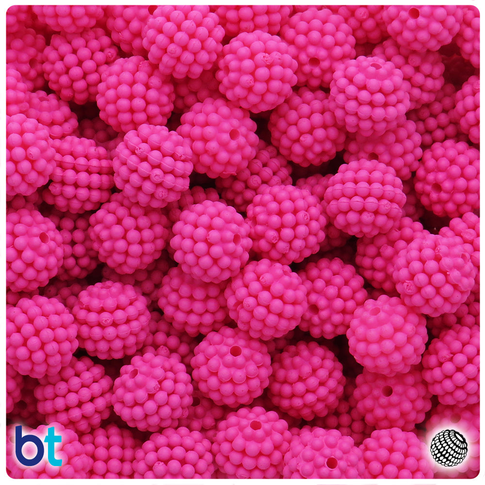 Dark Pink Matte 12mm Berry Plastic Beads (75pcs)