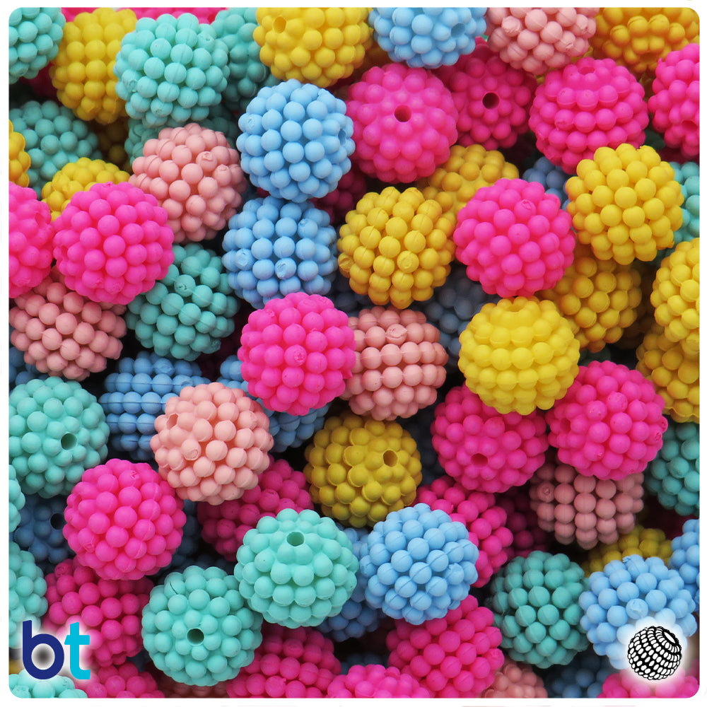 Pastel Matte Mix 12mm Berry Plastic Beads (75pcs)