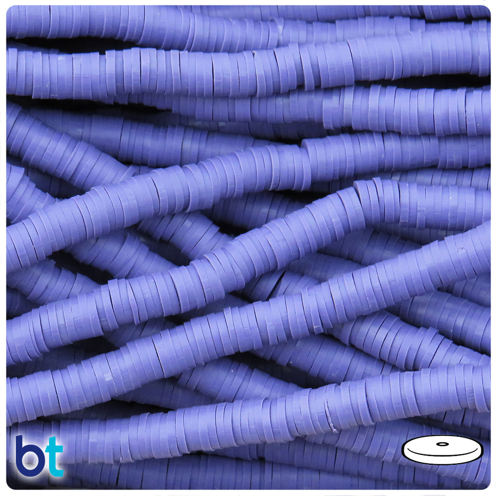 Dark Purple Opaque 6mm Heishi Disc Polymer Clay Beads (2 Strands)