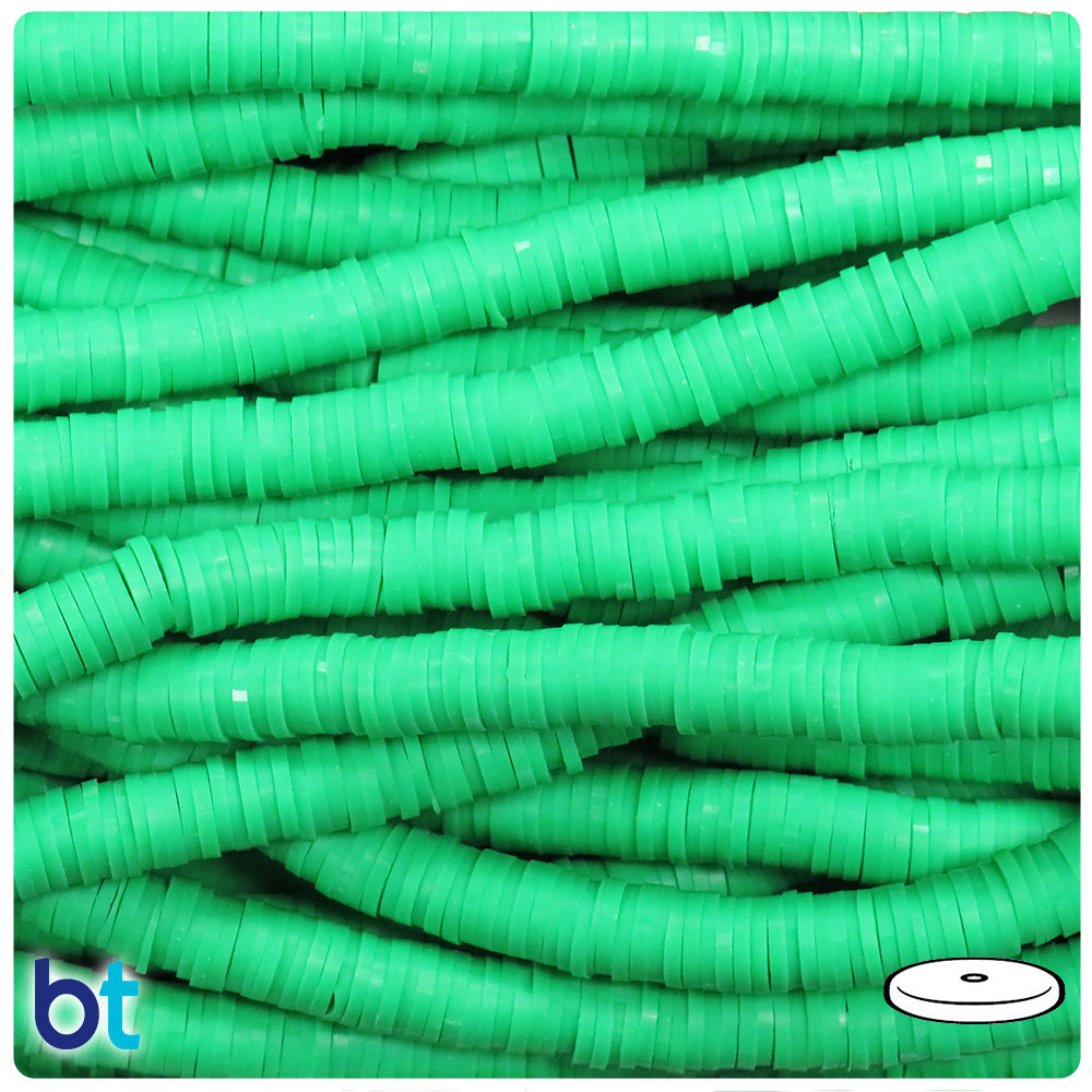 Light Green Opaque 6mm Heishi Disc Polymer Clay Beads (2 Strands)