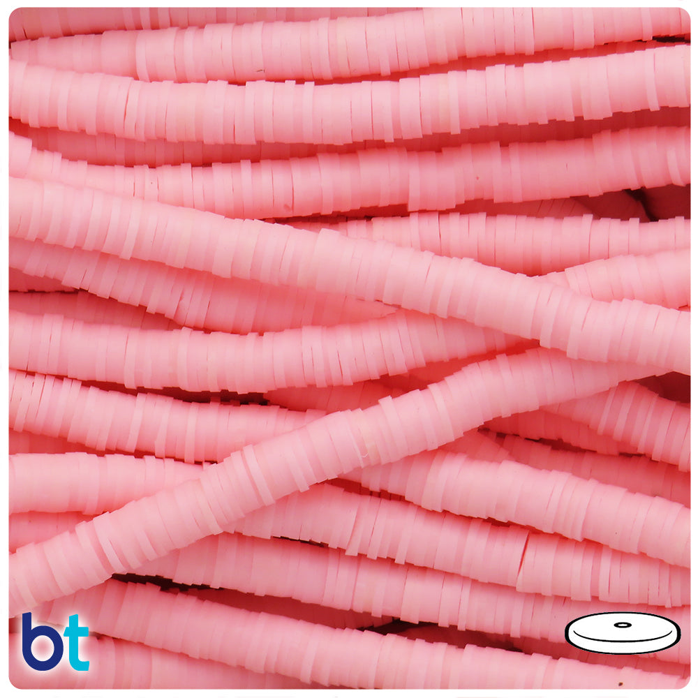 Light Pink Opaque 6mm Heishi Disc Polymer Clay Beads (2 Strands)