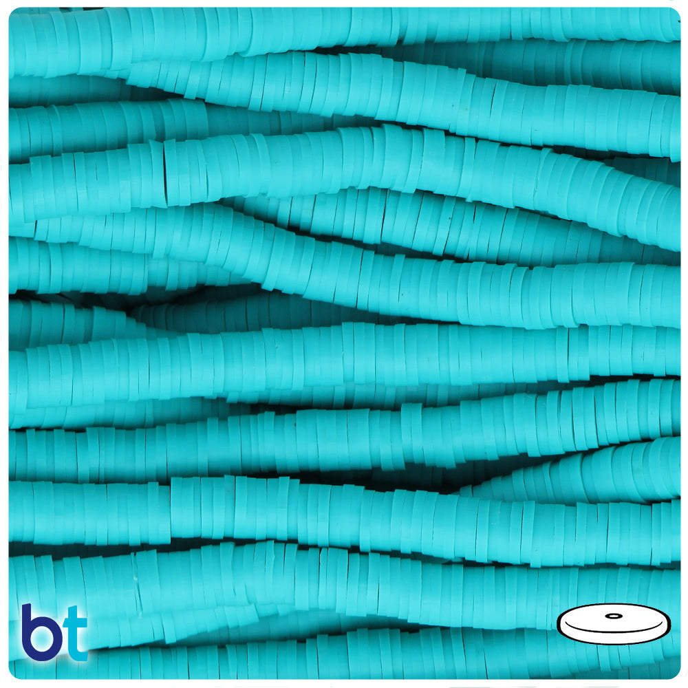 Light Turquoise Opaque 6mm Heishi Disc Polymer Clay Beads (2 Strands)