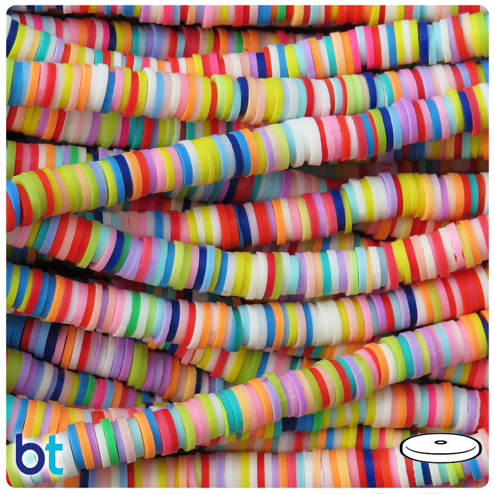 Light Opaque Mix 6mm Heishi Disc Polymer Clay Beads (2 Strands)