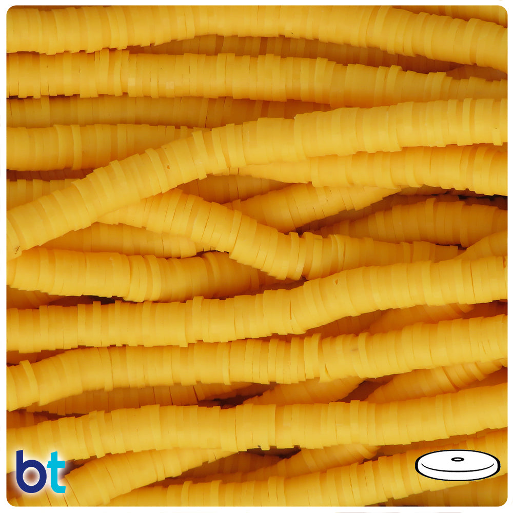 Golden Opaque 6mm Heishi Disc Polymer Clay Beads (2 Strands)