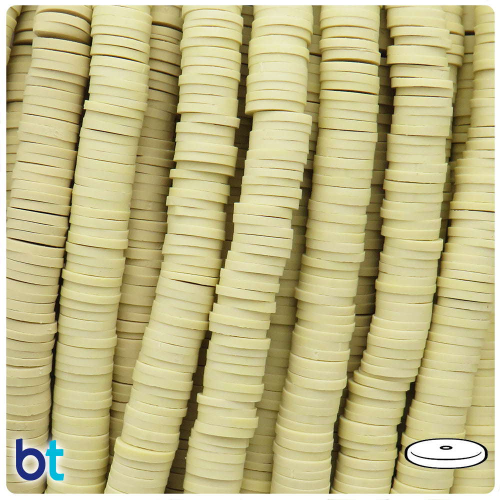 Ivory Opaque 8mm Heishi Disc Polymer Clay Beads (1 Strand)
