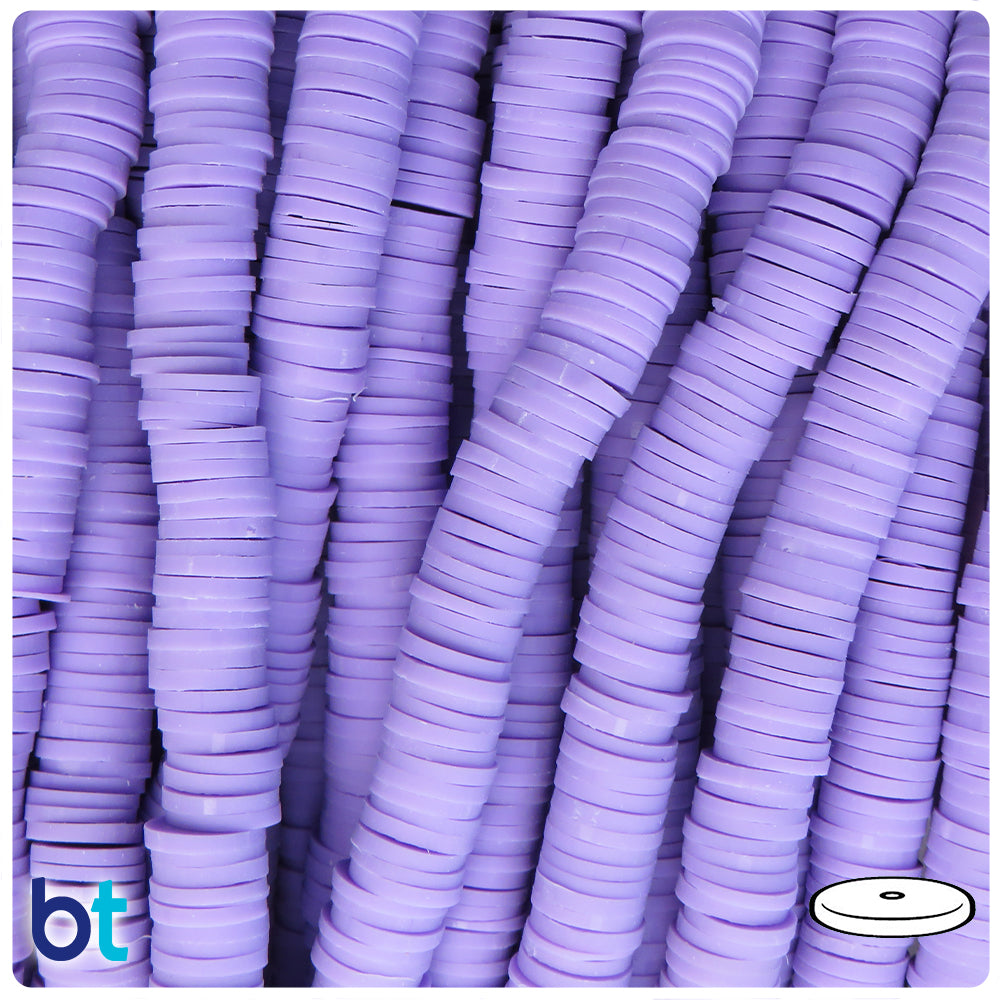 Light Purple Opaque 8mm Heishi Disc Polymer Clay Beads (1 Strand)