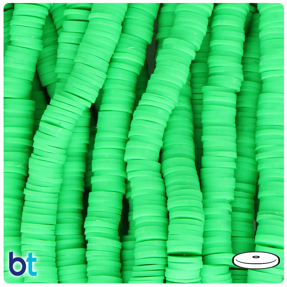Light Green Opaque 8mm Heishi Disc Polymer Clay Beads (1 Strand)
