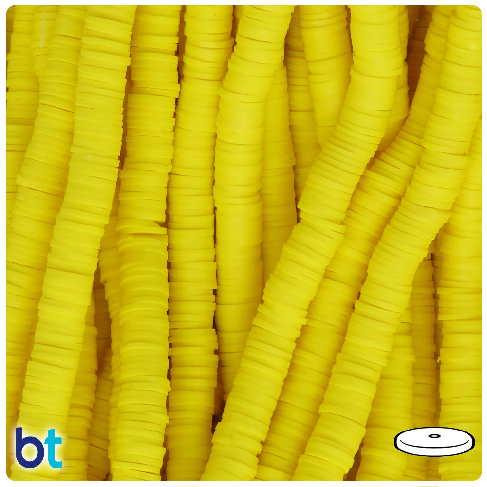 Yellow Opaque 8mm Heishi Disc Polymer Clay Beads (1 Strand)
