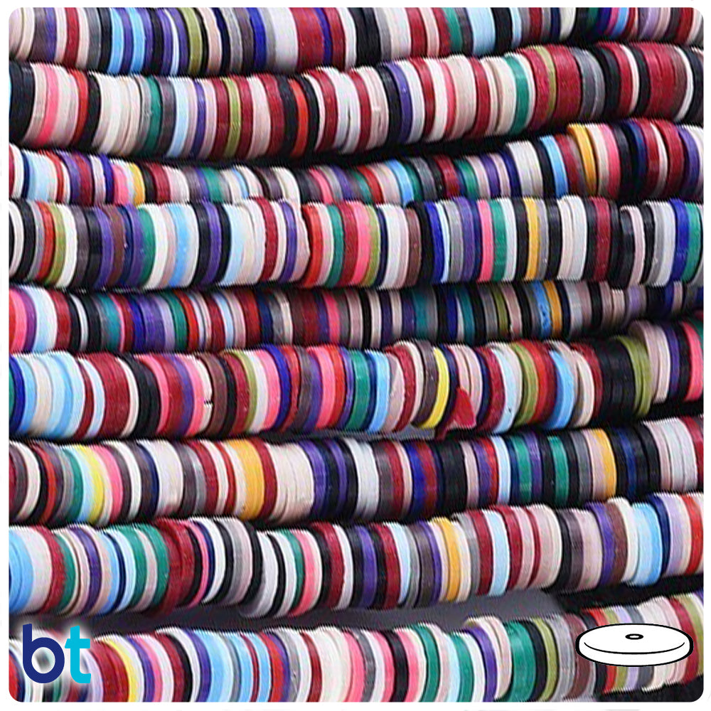 Dark Opaque Mix 8mm Heishi Disc Polymer Clay Beads (1 Strand)