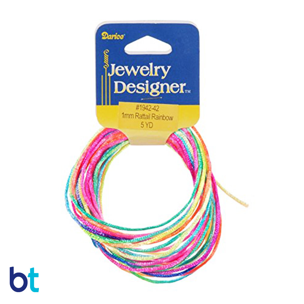 Rainbow Satin Rattail 1mm Round Cord (5yds)