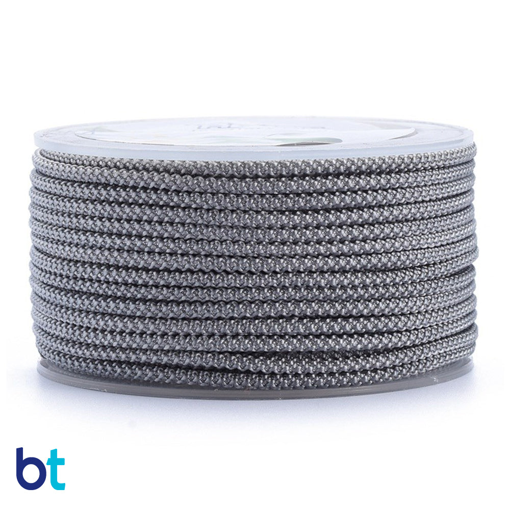 Grey 2mm Round Polyester Braided Cord (15m)