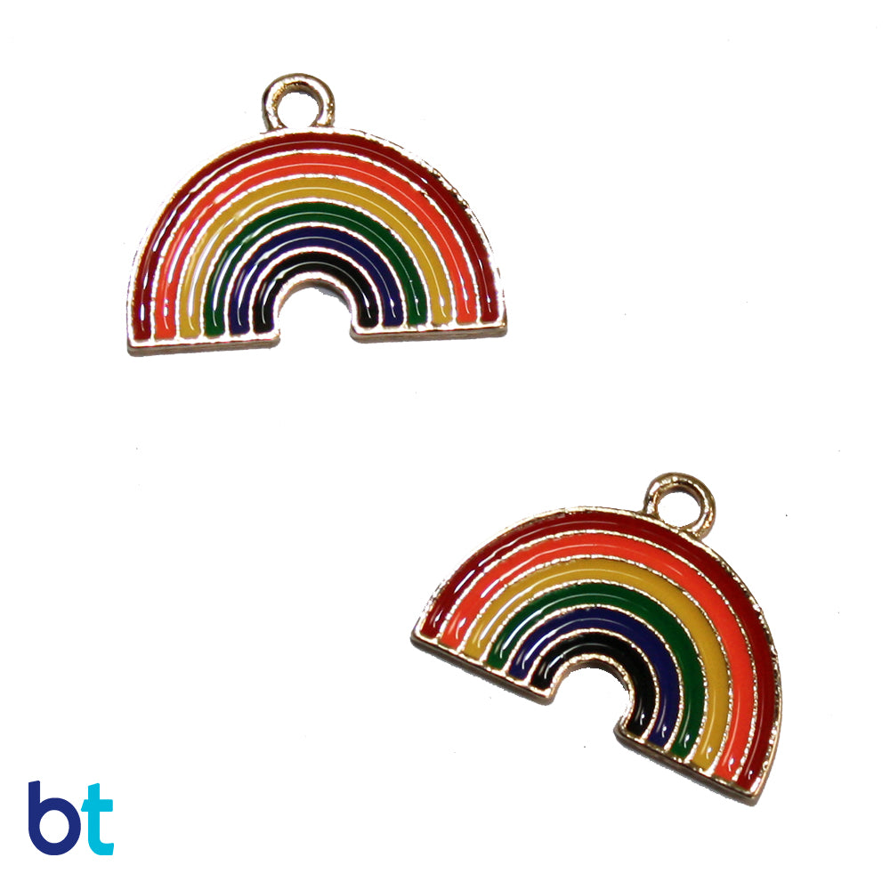 Rainbow Silver Tone 31mm Crescent Metal Charms (2pcs)