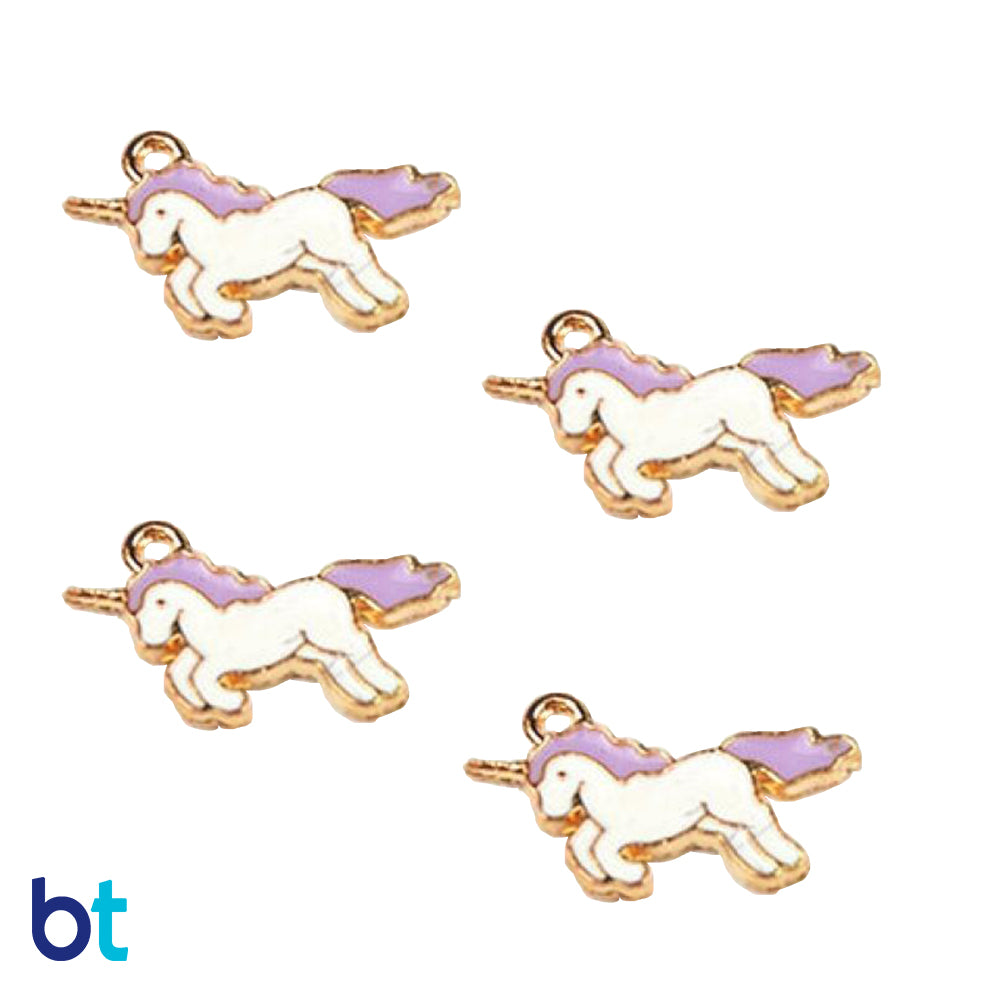 Purple/White Gold Tone 21mm Unicorn Metal Charms (10pcs)
