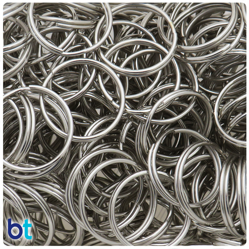 Silver Tone 25mm (1") Round Metal Split Rings (50pcs)