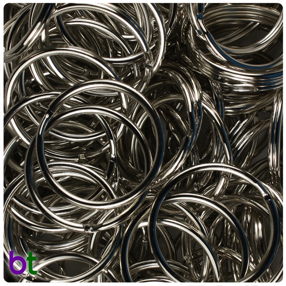 Silver Tone 30mm (1 1/4") Round Metal Split Rings (25pcs)