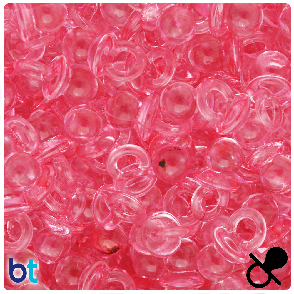 Pink Transparent 20mm Pacifier Plastic Charms (48pcs)