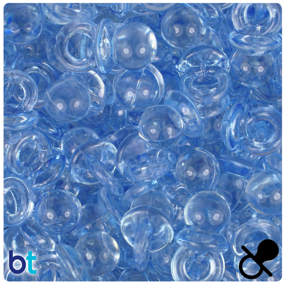 Light Blue Transparent 20mm Pacifier Plastic Charms (48pcs)