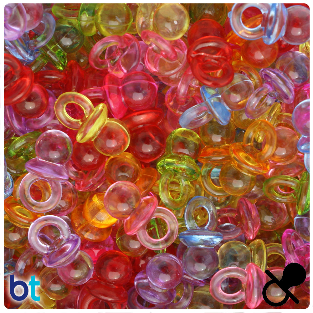 Mixed Transparent 20mm Pacifier Plastic Charms (48pcs)