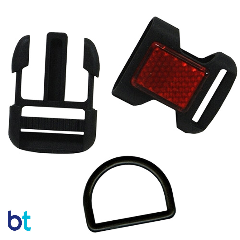 Black 25mm Reflective Dog Collar Buckle for Parachute Cord (1pc)