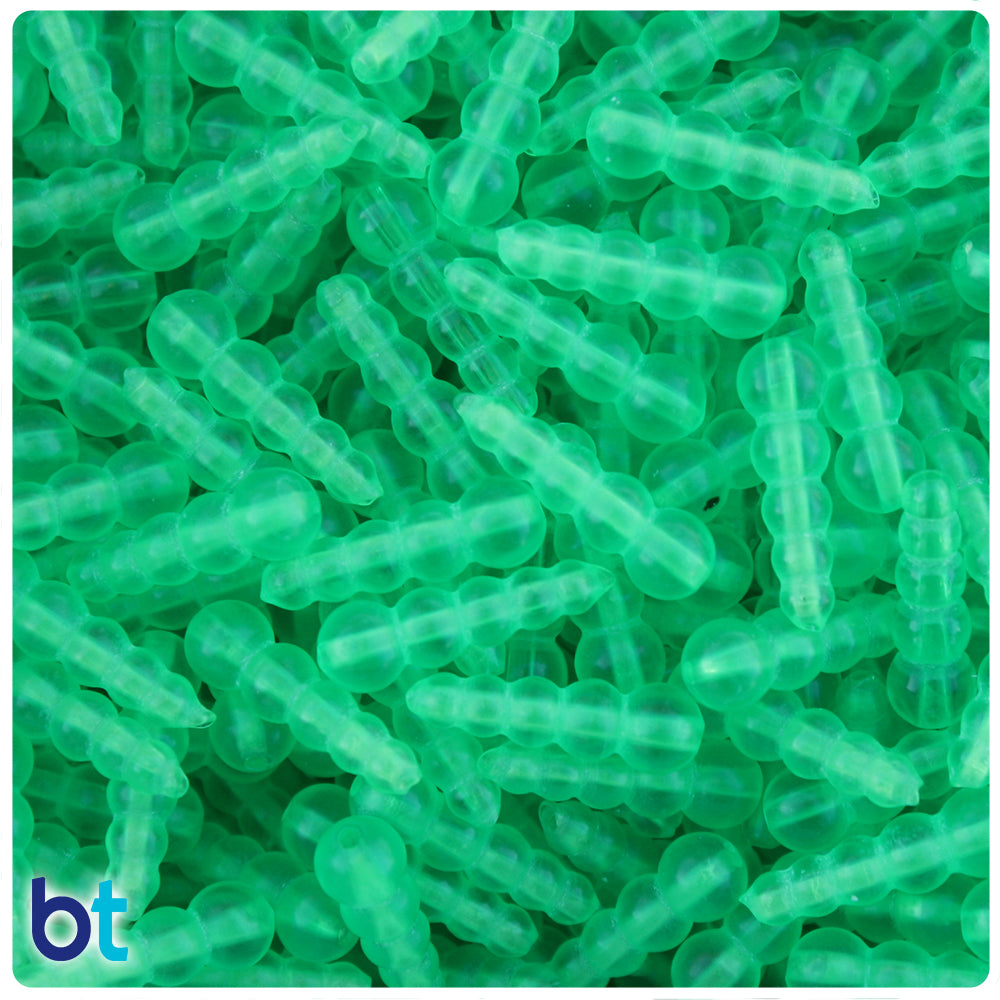 Green Transparent 18x6mm Tapered Plastic Fishing Beads (25pcs)