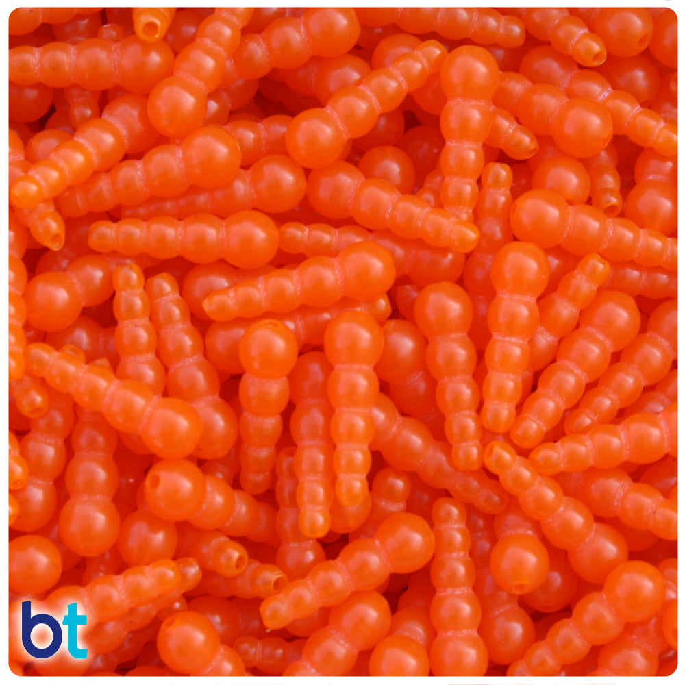 Orange Transparent 18x6mm Tapered Plastic Fishing Beads (25pcs)