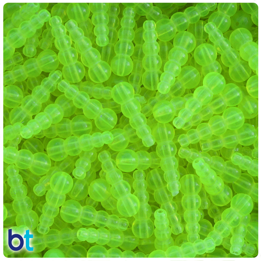 Chartreuse Transparent 18x6mm Tapered Plastic Fishing Beads (25pcs)