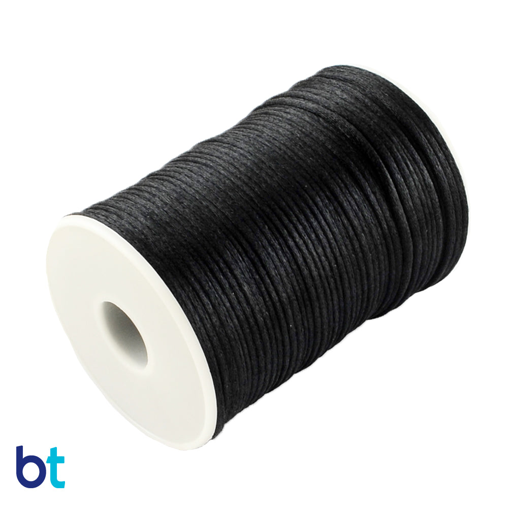 Black 2mm Satin Rattail Cord (90m)