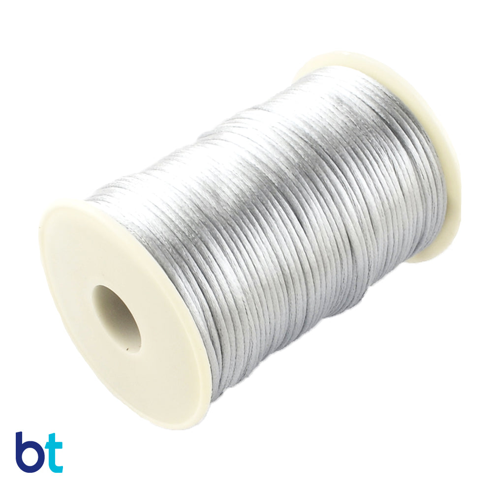 Silver 2mm Satin Rattail Cord (90m)