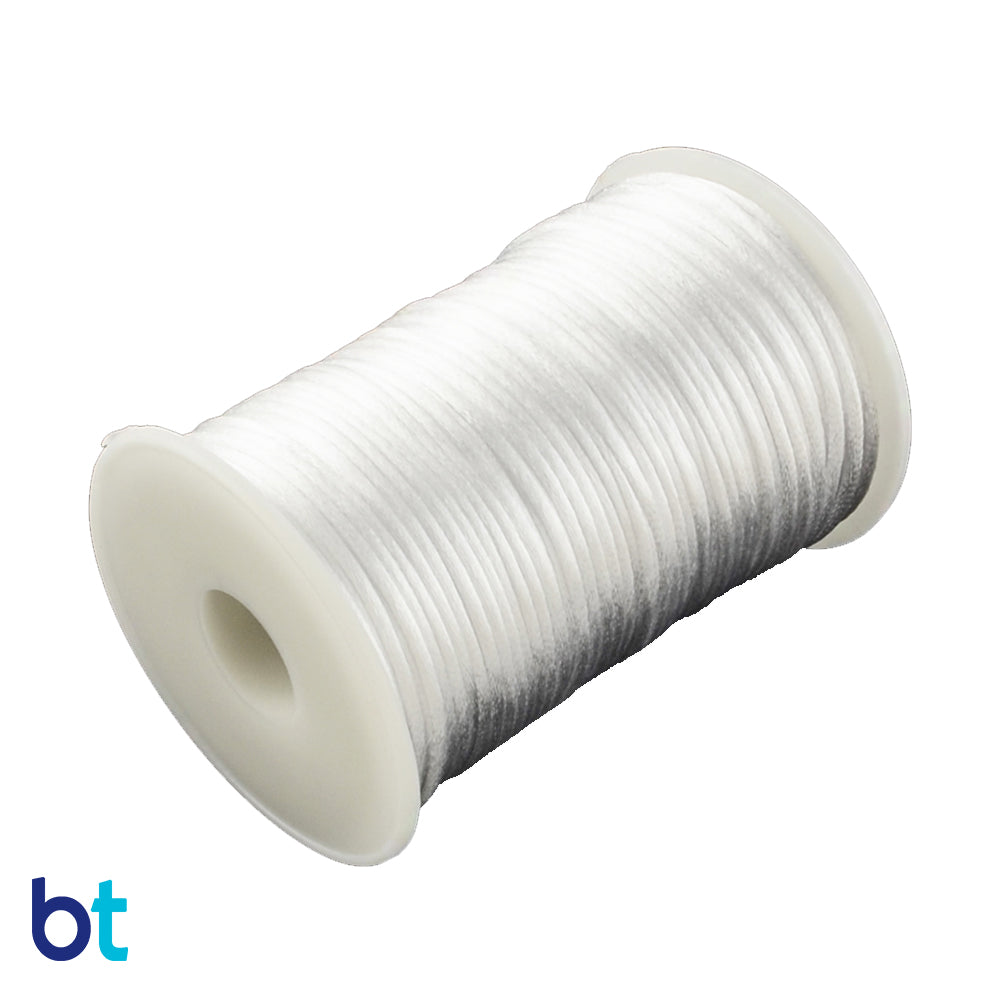 White 2mm Satin Rattail Cord (90m)