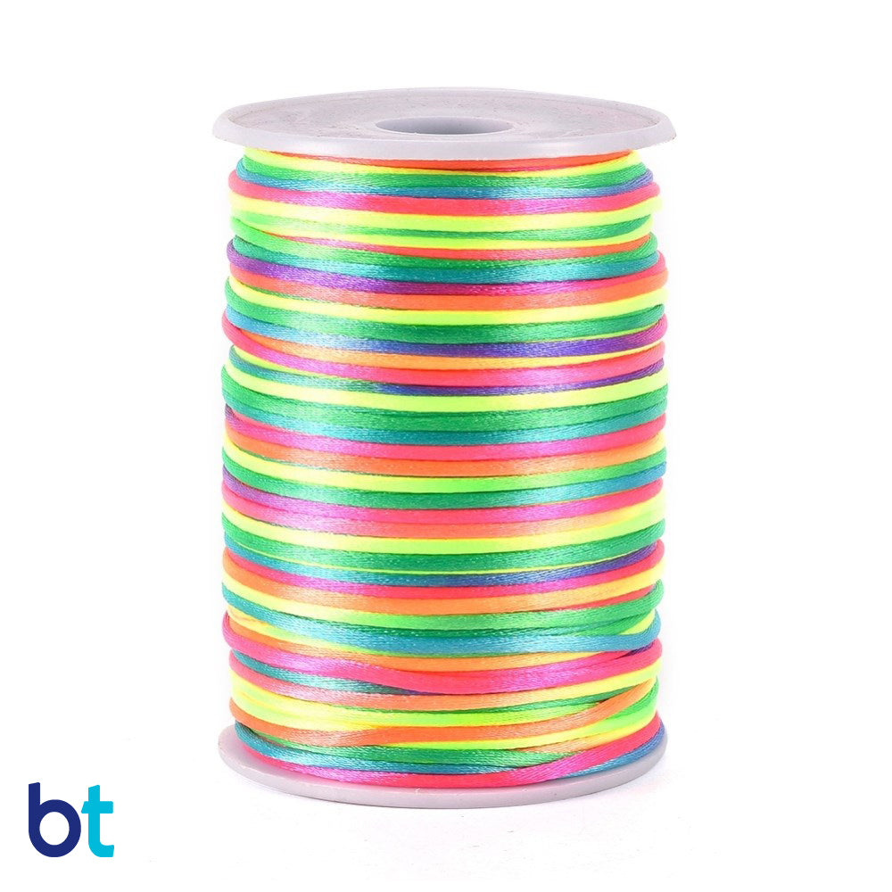 Rainbow 2mm Satin Rattail Cord (100m)