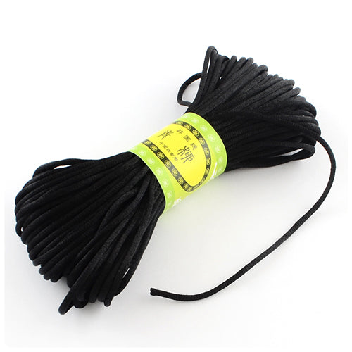 Black 2mm Nylon Satin Cord (20m)