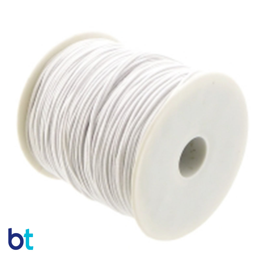 White 1mm Round Elastic Cord (65m)