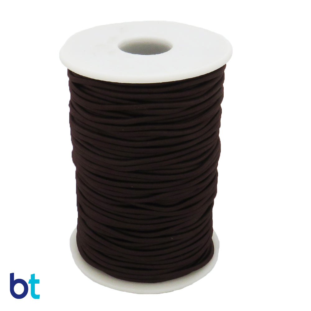 Dark Brown 2mm Round Elastic Cord (45m)