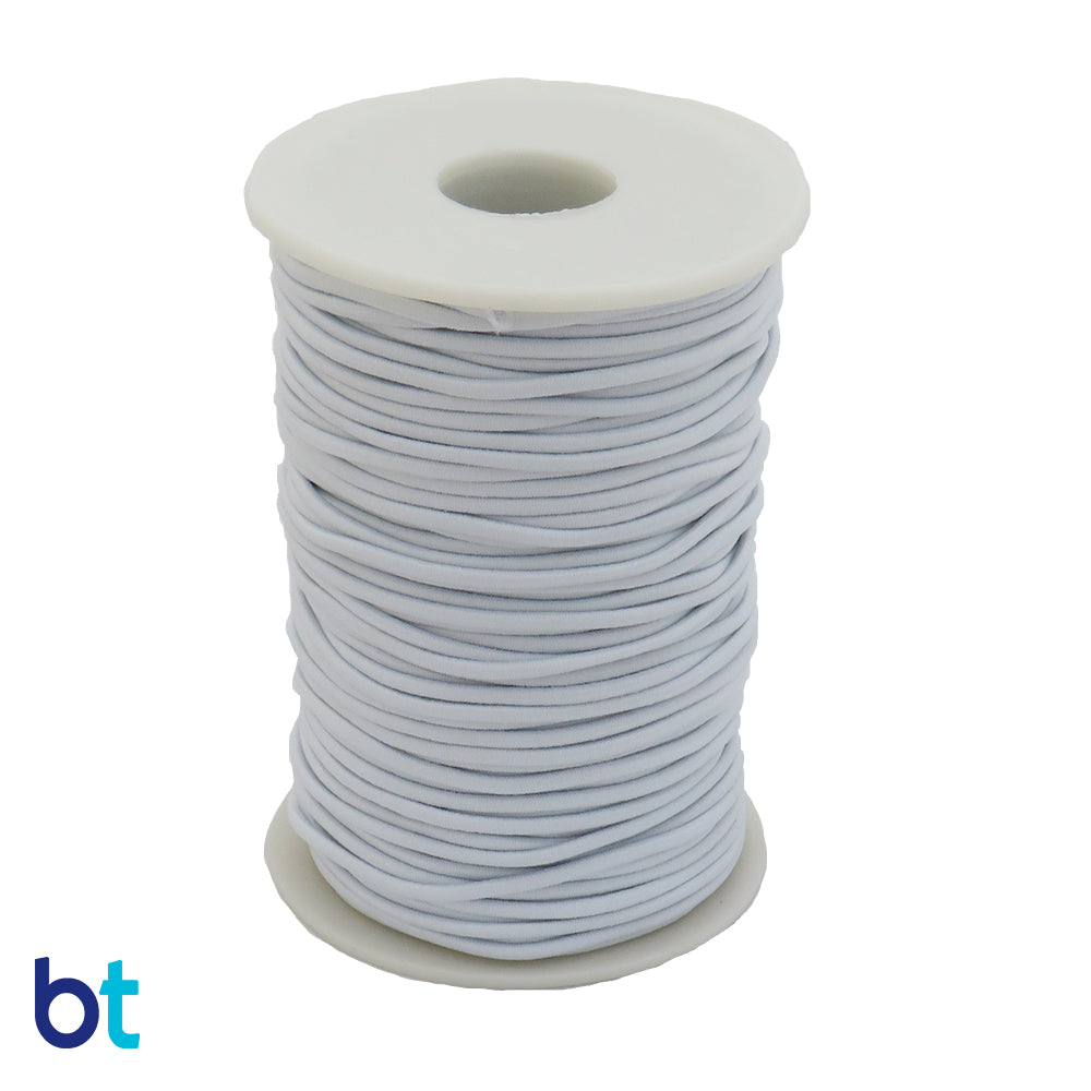 White 2mm Round Elastic Cord (45m)