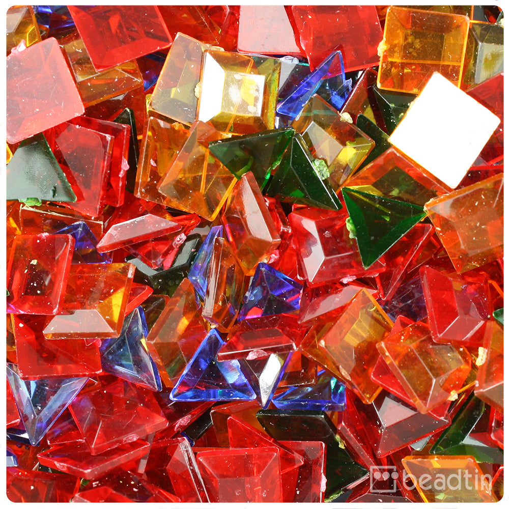 Warm Mix Faceted Plastic Mosaic Pieces (8oz)