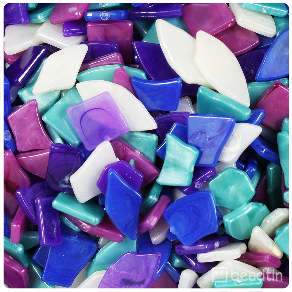 Cool Mix Broken Design Plastic Mosaic Pieces (8oz)