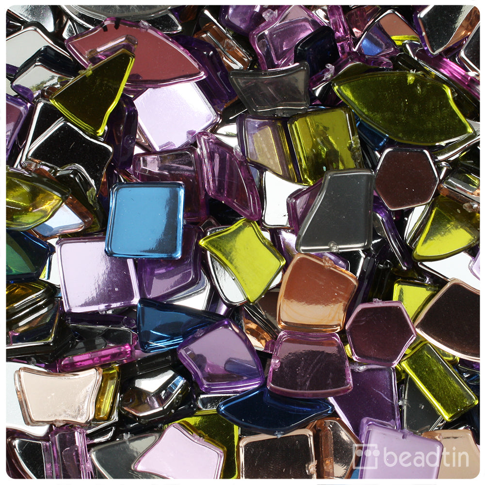 Vintage Multi Broken Design Plastic Mosaic Pieces (3.5oz)