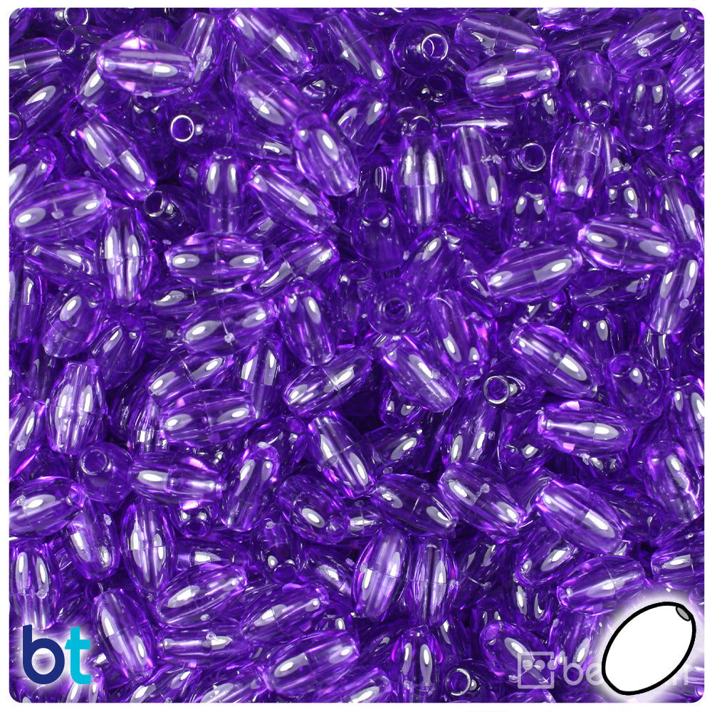 Amethyst Transparent 9mm Oat Plastic Beads (500pcs)