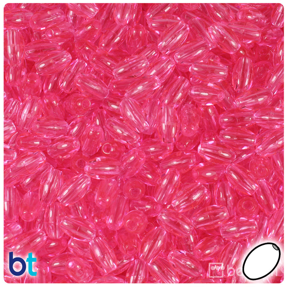 Pink Transparent 9mm Oat Plastic Beads (500pcs)