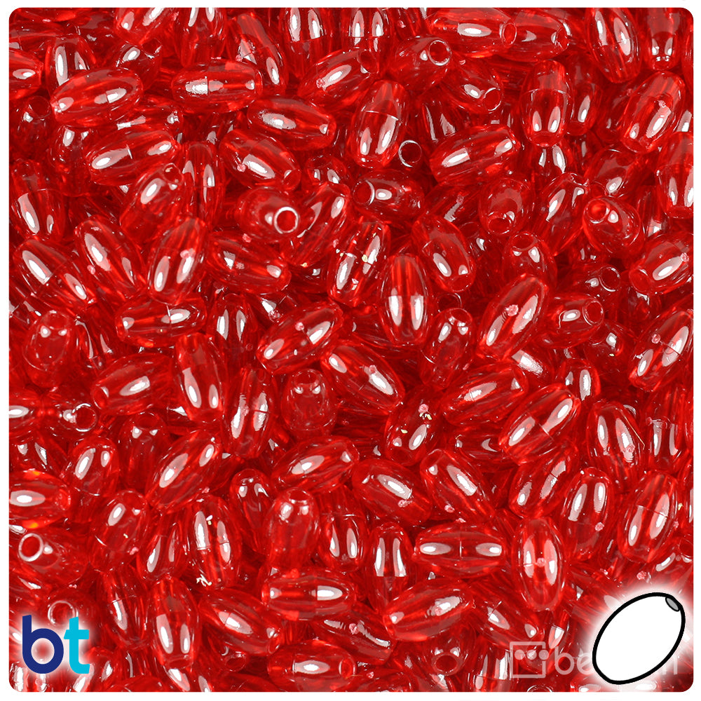 Dark Ruby Transparent 9mm Oat Plastic Beads (500pcs)