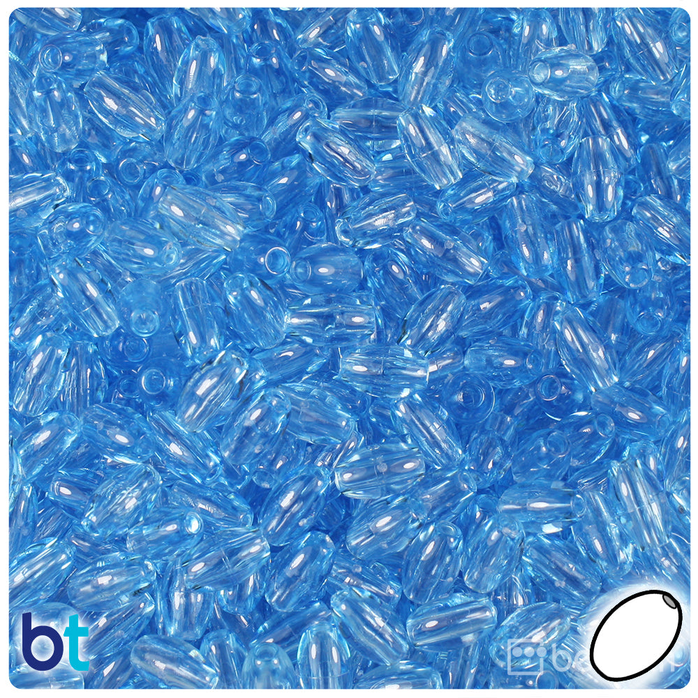 Light Sapphire Transparent 9mm Oat Plastic Beads (500pcs)