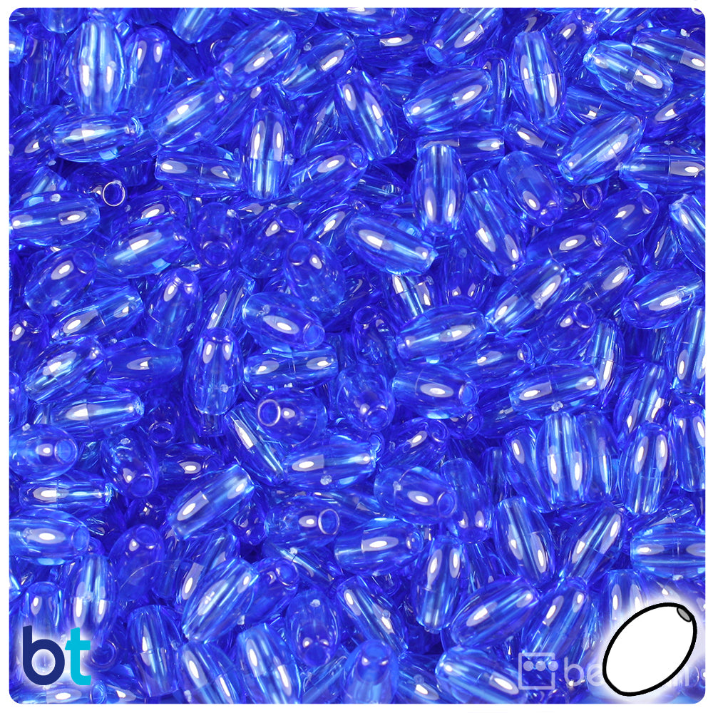 Dark Sapphire Transparent 9mm Oat Plastic Beads (500pcs)