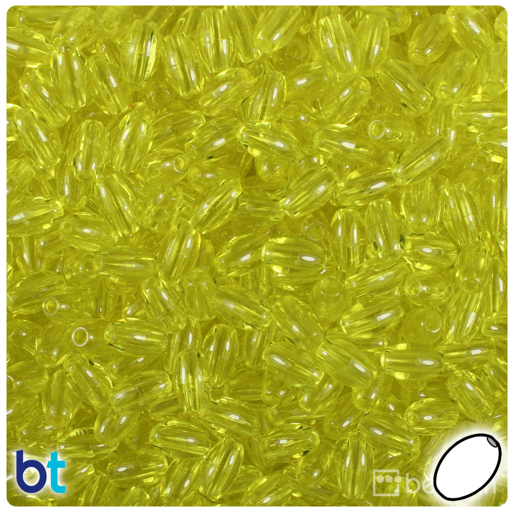 Yellow Transparent 9mm Oat Plastic Beads (500pcs)