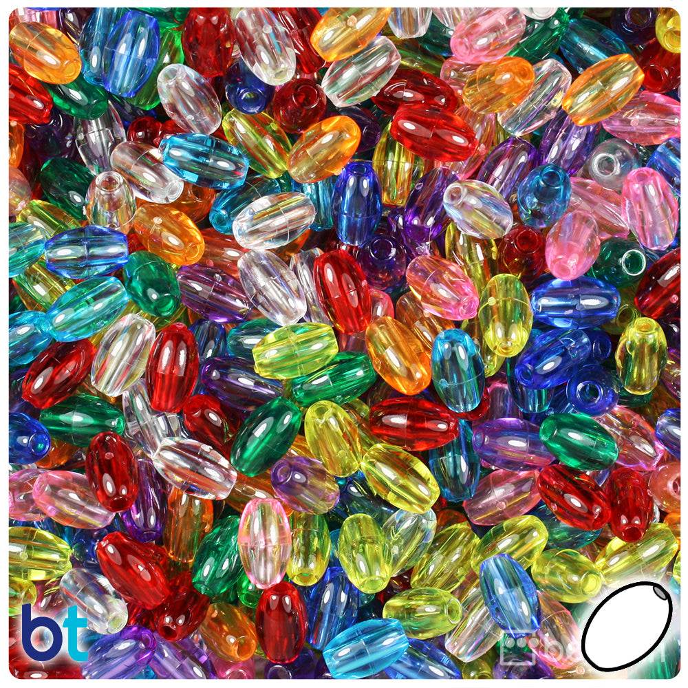 Transparent Mix 9mm Oat Plastic Beads (500pcs)