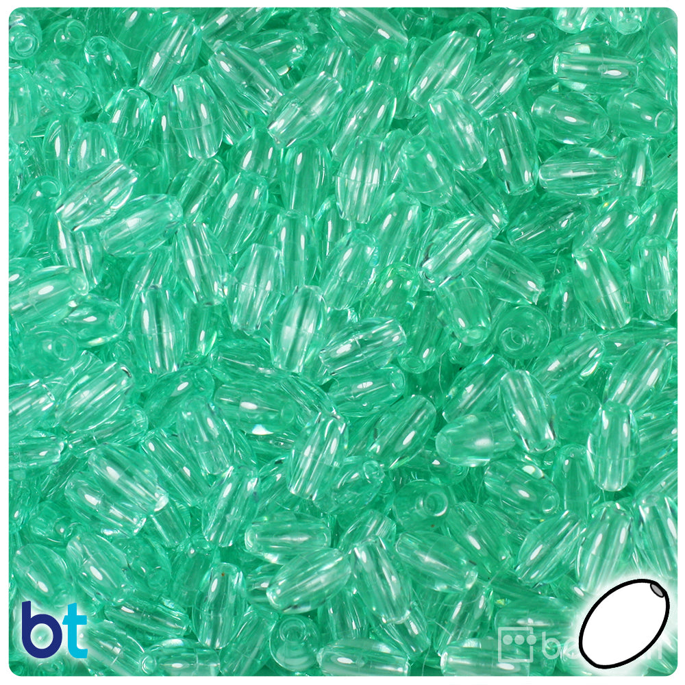 Green Aqua Transparent 9mm Oat Plastic Beads (500pcs)