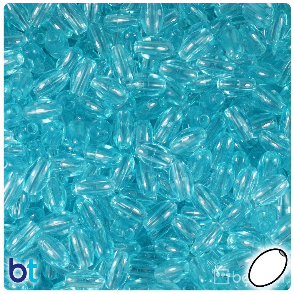 Light Turquoise Transparent 9mm Oat Plastic Beads (500pcs)