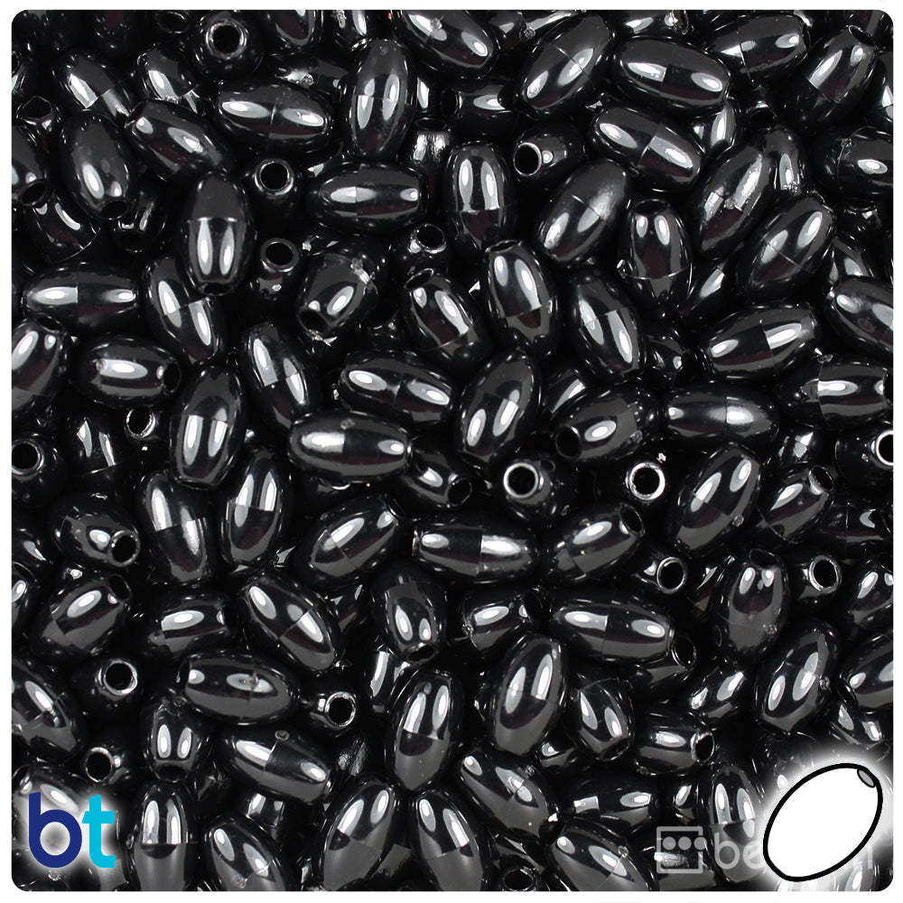 Black Opaque 9mm Oat Plastic Beads (500pcs)