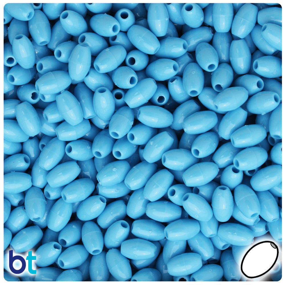 Baby Blue Opaque 9mm Oat Plastic Beads (500pcs)