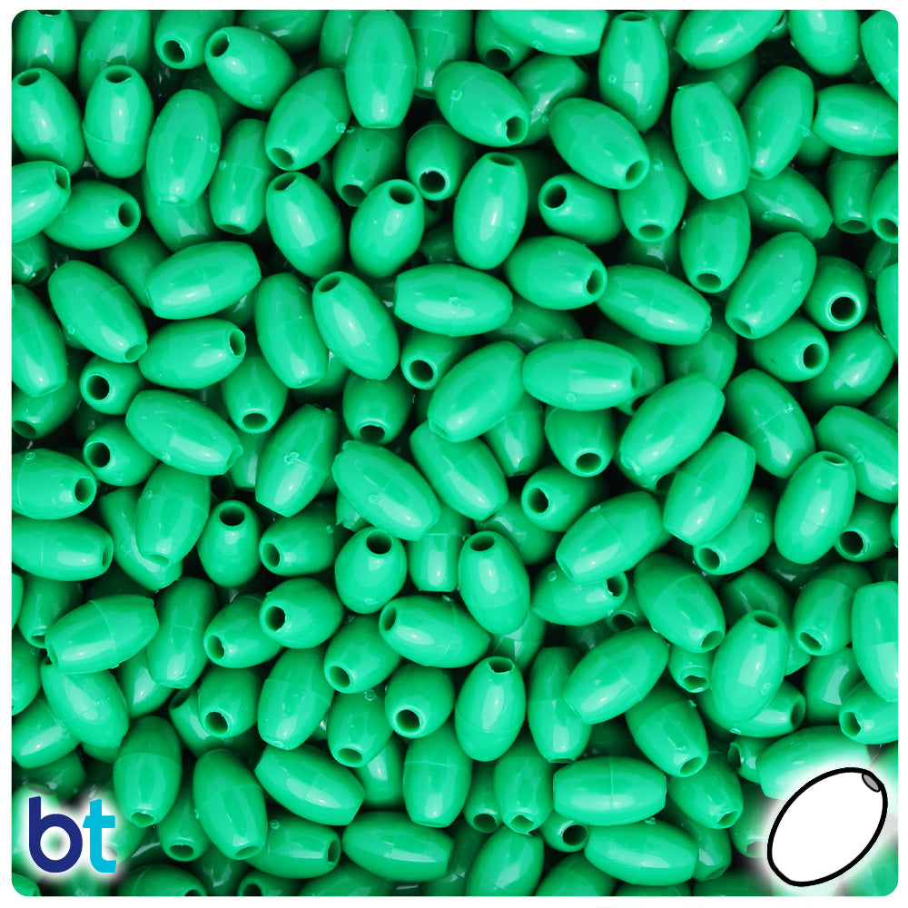 Green Opaque 9mm Oat Plastic Beads (500pcs)