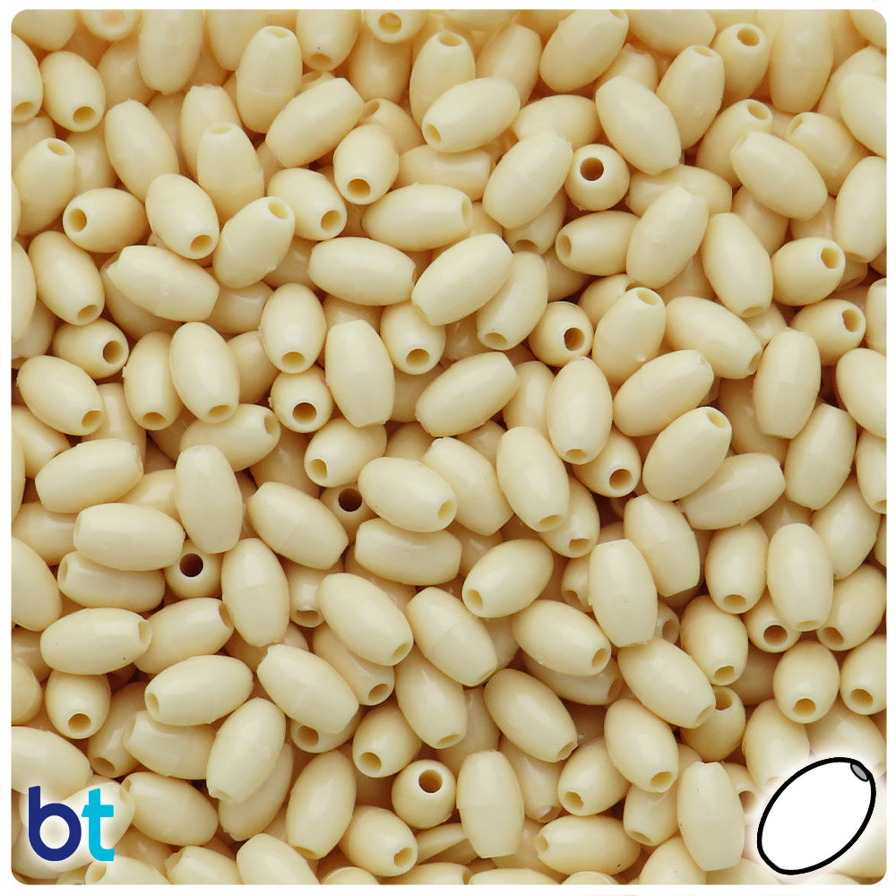 Ivory Opaque 9mm Oat Plastic Beads (500pcs)